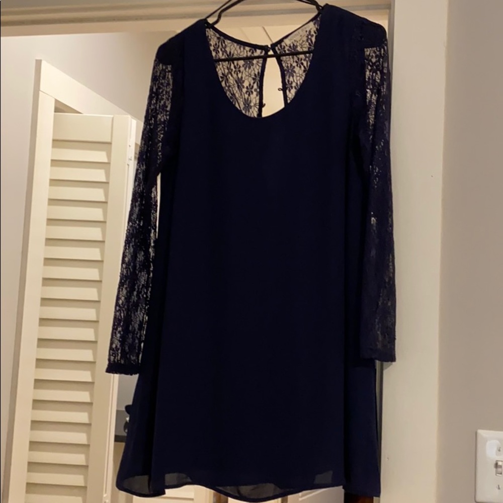 Navy long sleeve mini dress